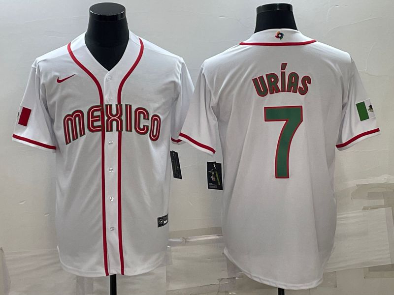 Men 2023 World Cub Mexico 7 Urias White Nike MLB Jersey